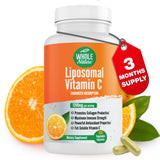 Whole Nature Vitamine C liposomale 1200 mg, capsules végétales dans la bouteille, soutien potentiel immunitaire.