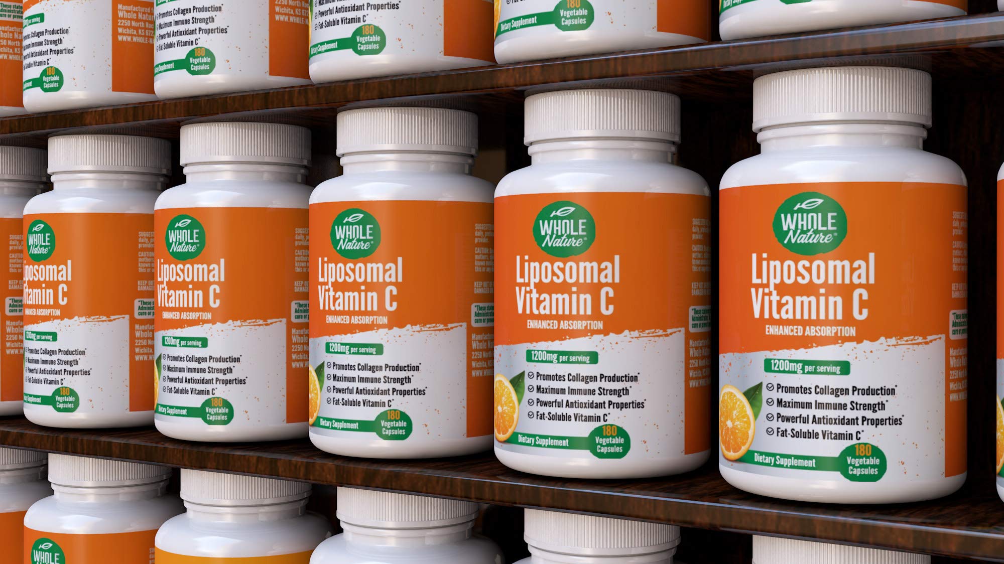 Capsules véganes de vit C liposomale dans un étui pratique pour routine.