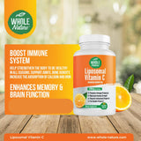 Ensemble des ingrédients et présentation du produit Whole Nature Vitamine C liposomale.