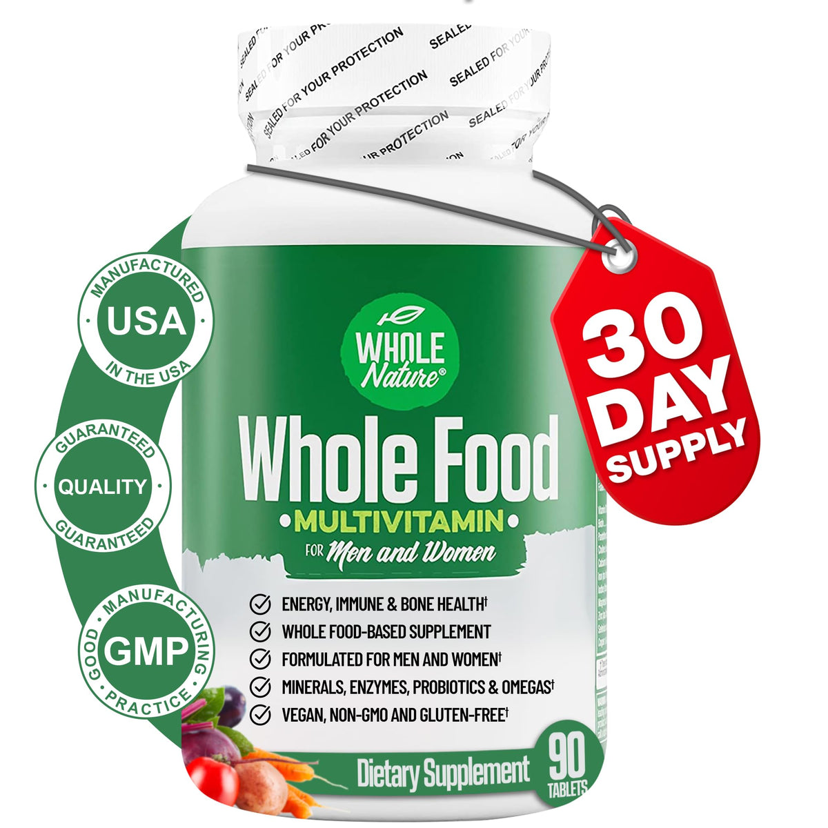 Whole Nature multivitamine quotidienne complète pour énergie et équilibre.