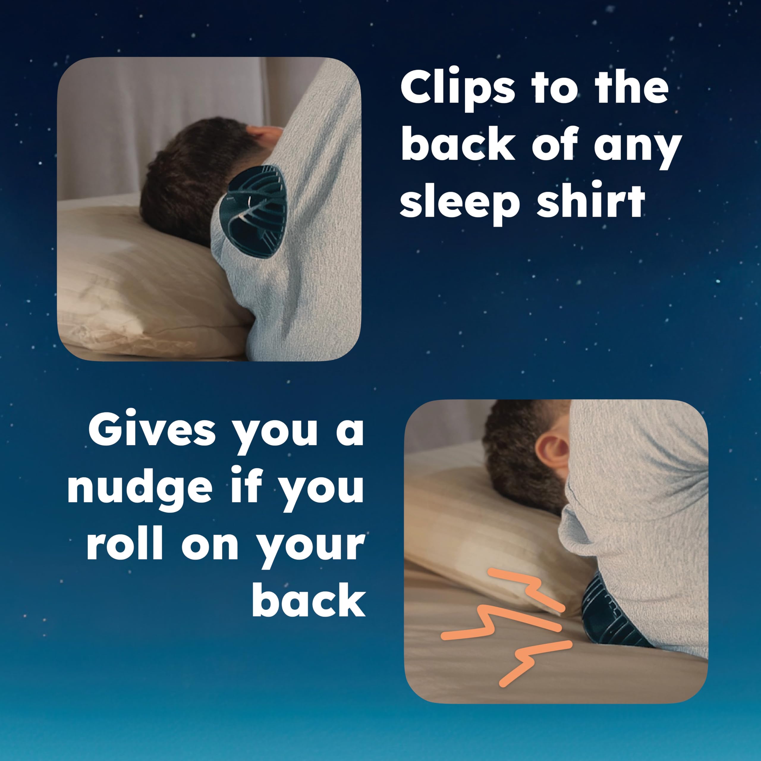 Whole Nights Calma Clip v2 clip extérieur sur chemise pour un maintien stable.