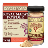Royal Maca Poudre de Whole World Botanicals, emballage pratique prêt à ranger.