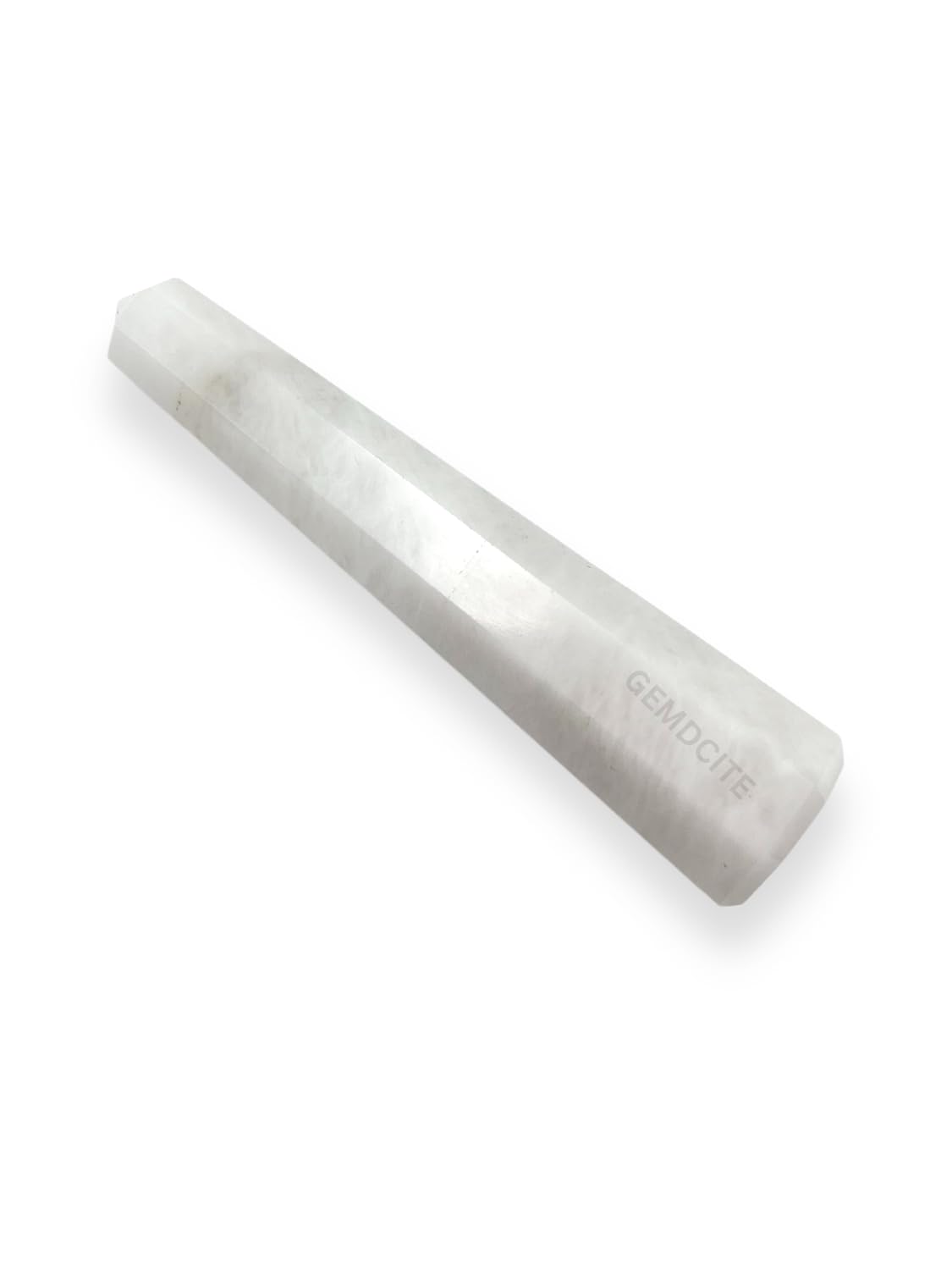 Wholesale Gem Shop quartz des neiges obélisk 70 mm vu de dos pour équilibre.