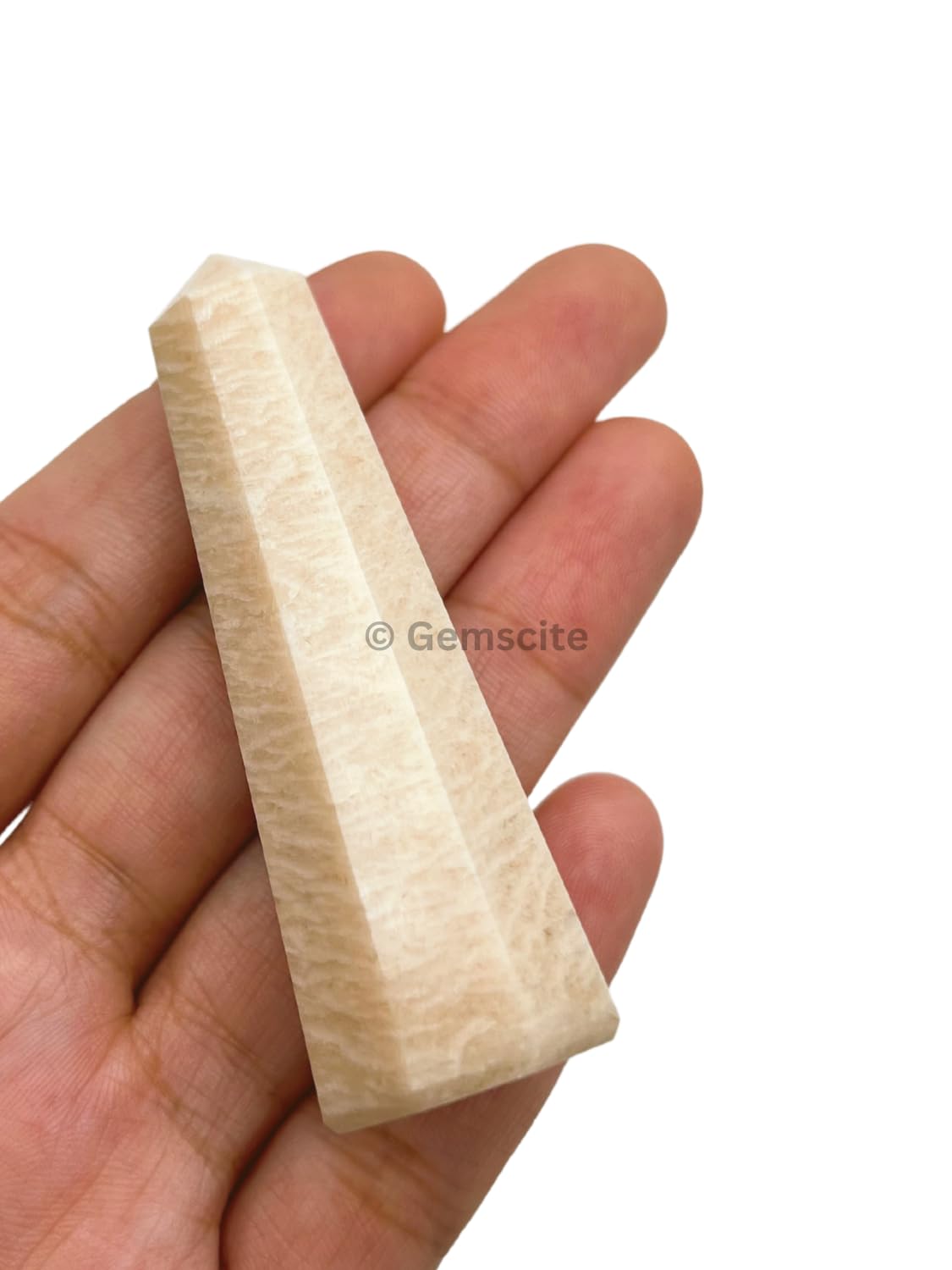 Wholesale Gem Shop crème Moonstone obélisque 70 mm – massage zen et détente.