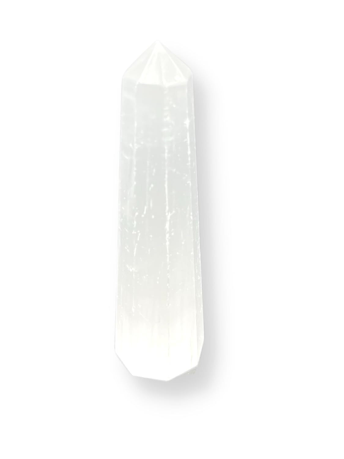 Wholesale Gem Shop obélisque sélénite 70 mm, prêt pour méditation et calme intérieur.