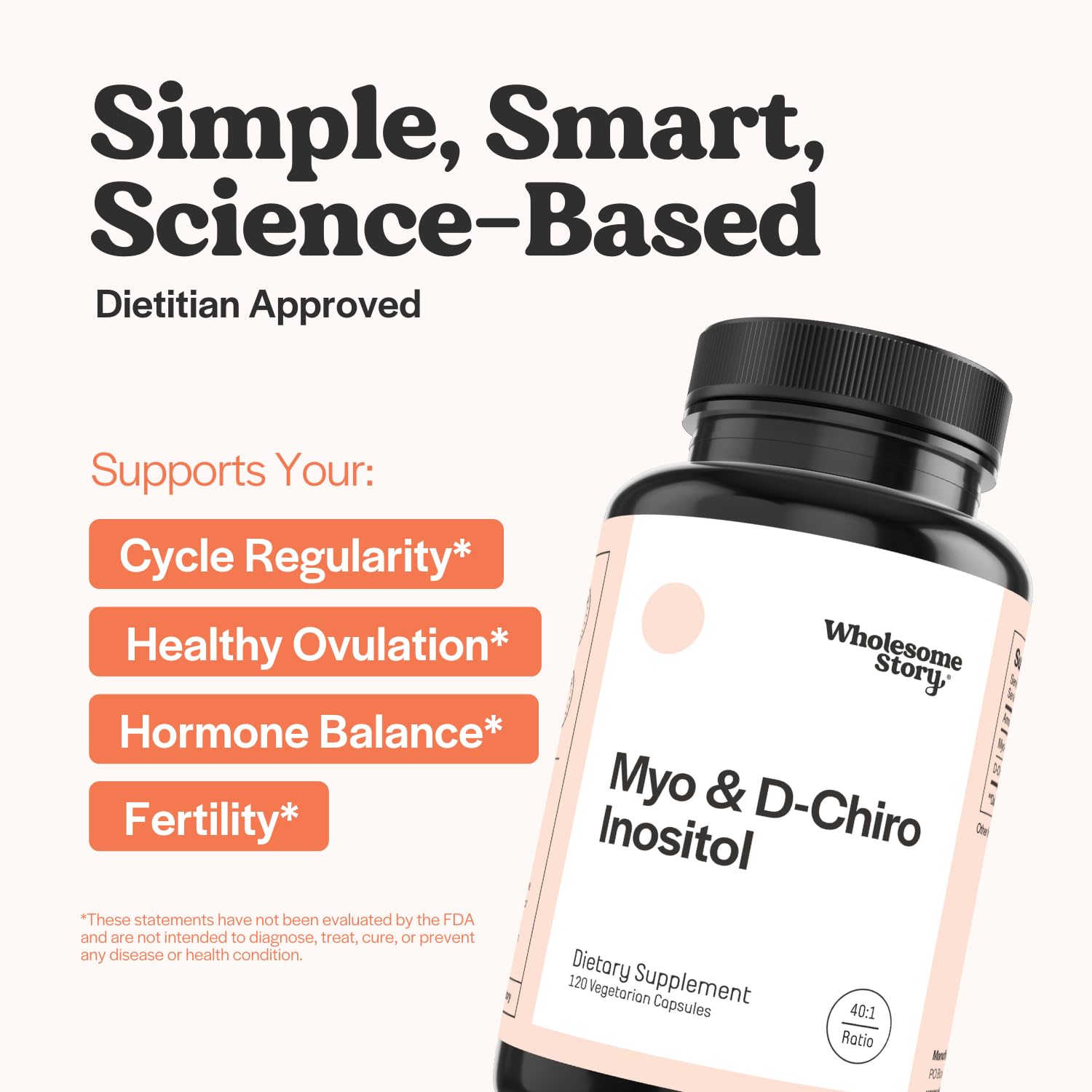 Wholesome Story D-Chiro-Inositol : bouteille pour soutenir le cycle menstruel.