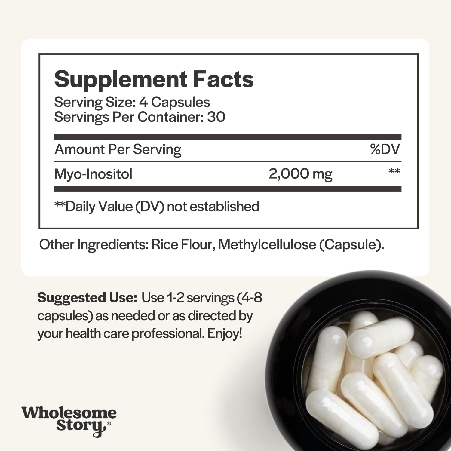 Myo-Inositol Wholesome Story dosage pratique pour l usage quotidien