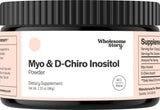 Wholesome Story Myo-Inositol et D-Chiro-Inositol en poudre prête à être mélangée dans un smoothie.