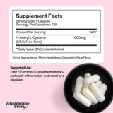 Wholesome Story NAC — capsules véganes, sans cruauté, faciles à avaler.