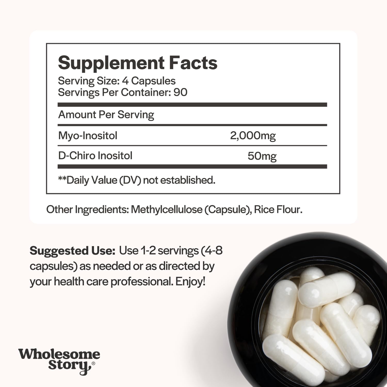 Wholesome Story 40:1 — flacon et capsules vegan, formulation propre