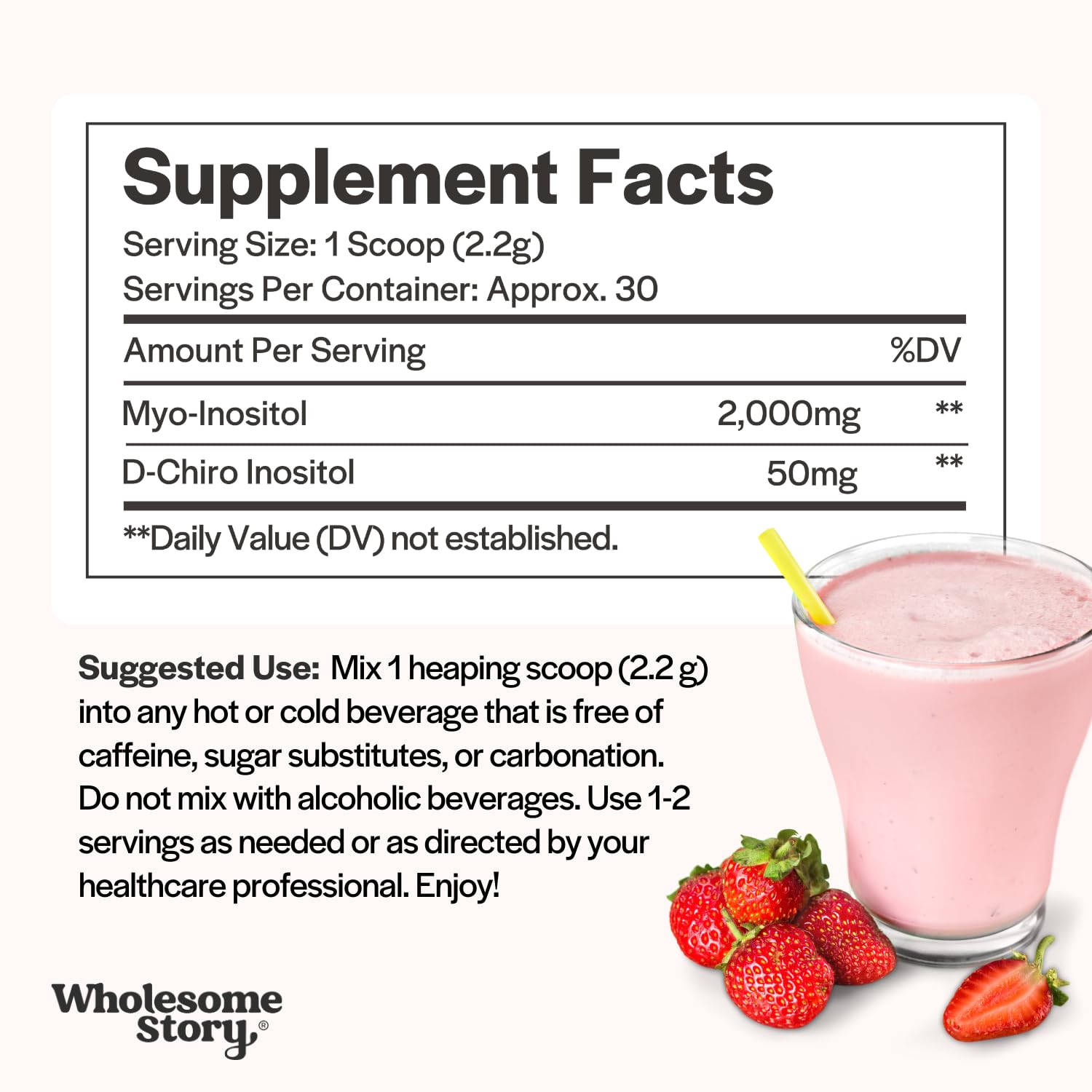 Wholesome Story Myo-Inositol et D-Chiro-Inositol en poudre pour routine hormonale.