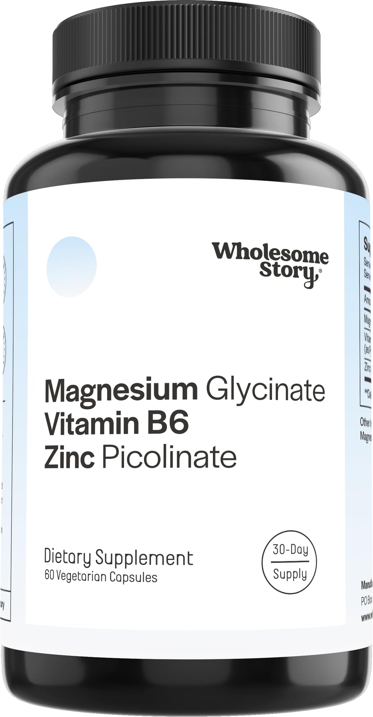 Wholesome Story Zinc Picolinate et Magnésium Glycinate, capsules pratiques, soutien potentiel de l'équilibre hormonal.