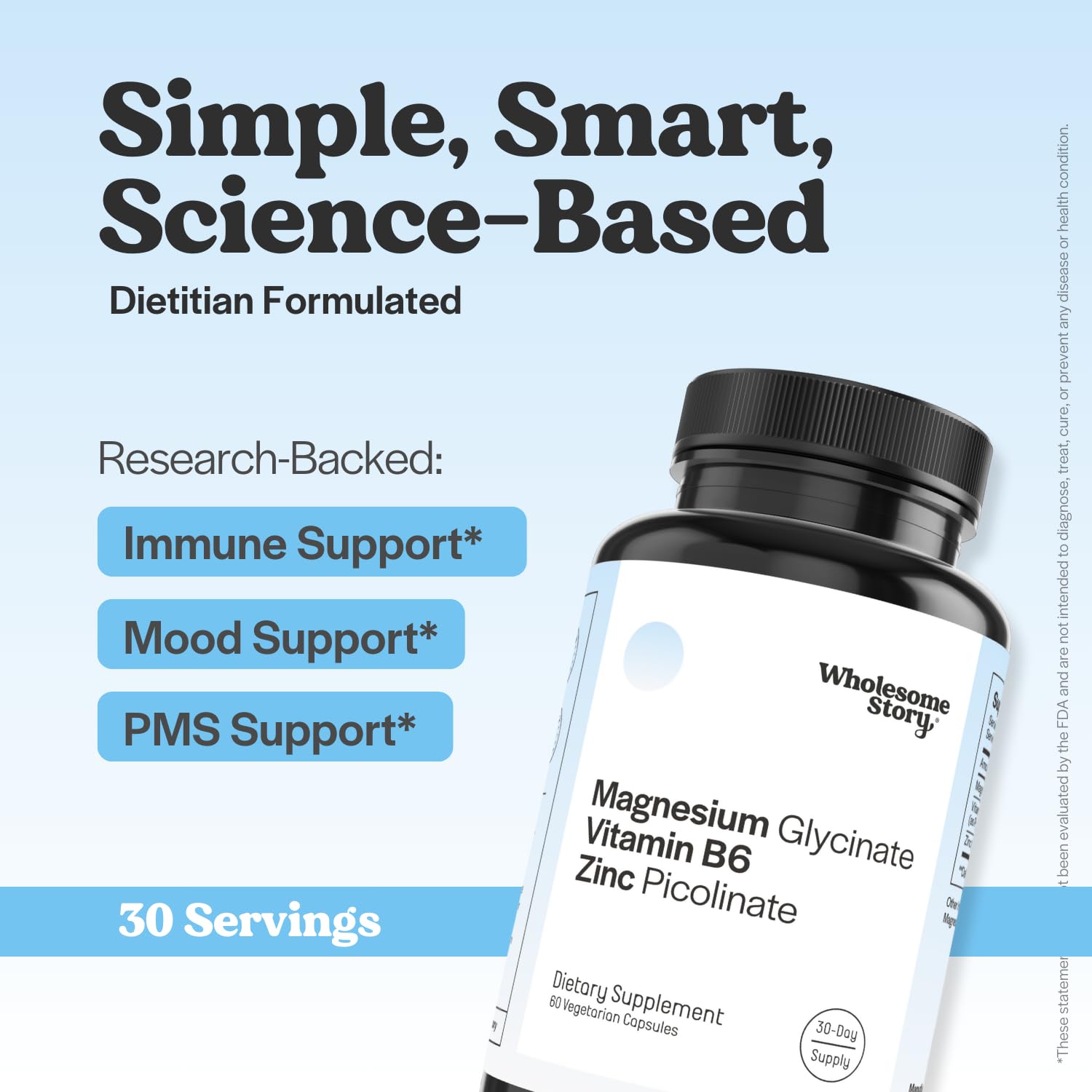 Capsules véganes Wholesome Story zinc et magnésium, soutien potentiel du système immunitaire.