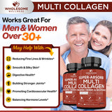 Wholesome Wellness, blend collagène cinq types, hydrolysats pour soutien global