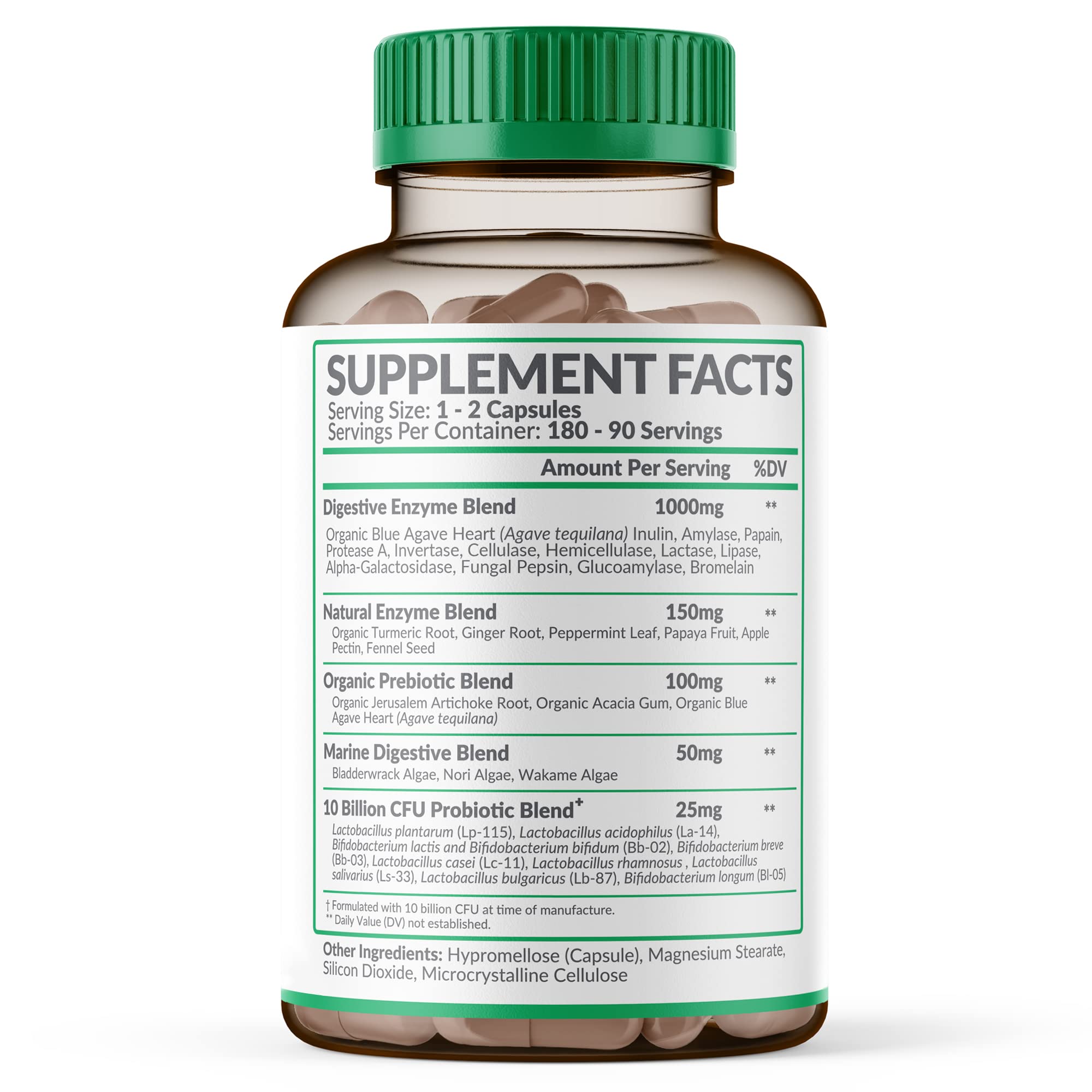 Wholesome Wellness Digestive Enzymes: étiquette claire facilitant la prise quotidienne.
