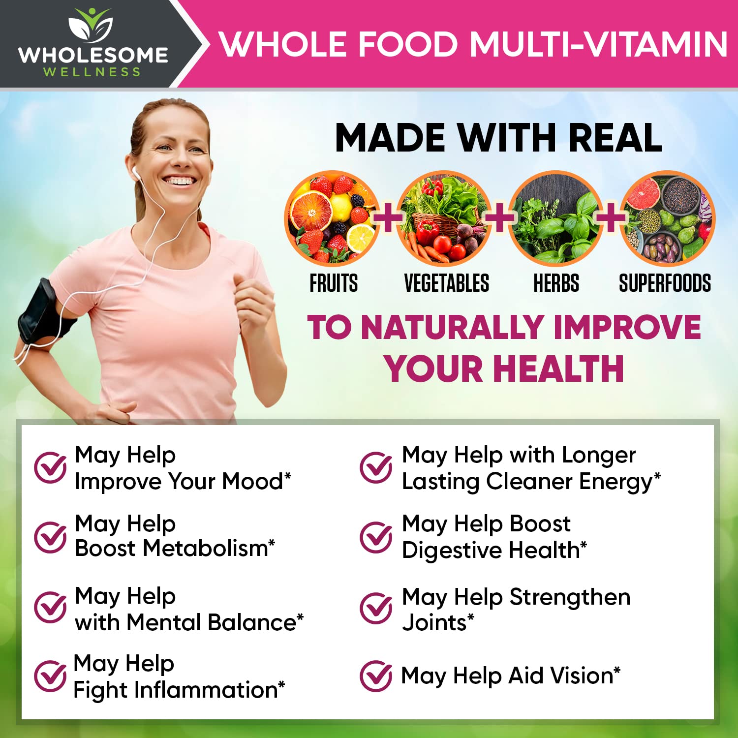 Wholesome Wellness: emballage recyclable et sans allergènes majeurs.