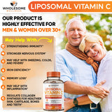 Wholesome Wellness Liposomal Vitamin C – étiquette claire et formule naturelle végan.