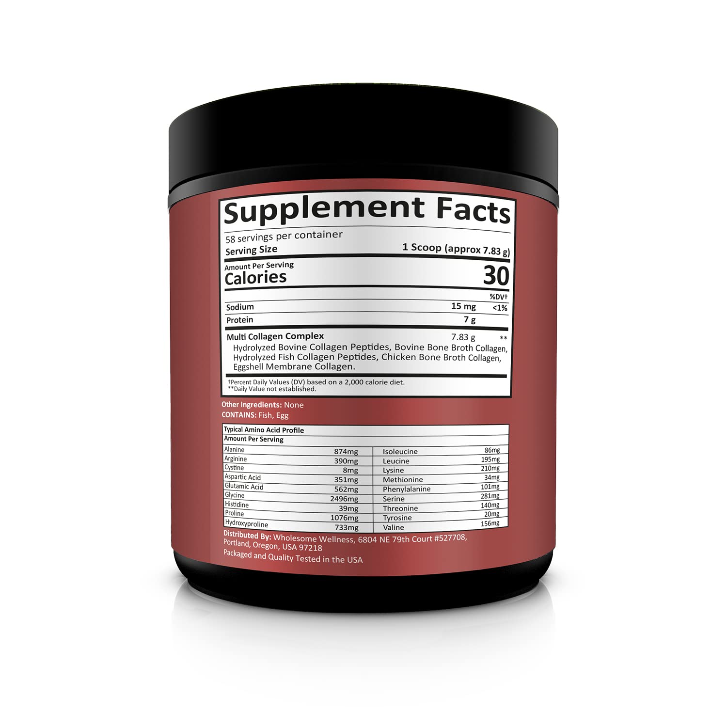 Wholesome Wellness Collagene types I a X, couverture polyvalente peau et articulations.