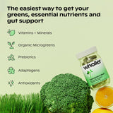 Capsules véganes Wholier Supergreens Multi, pratique pour énergie et bien-être.