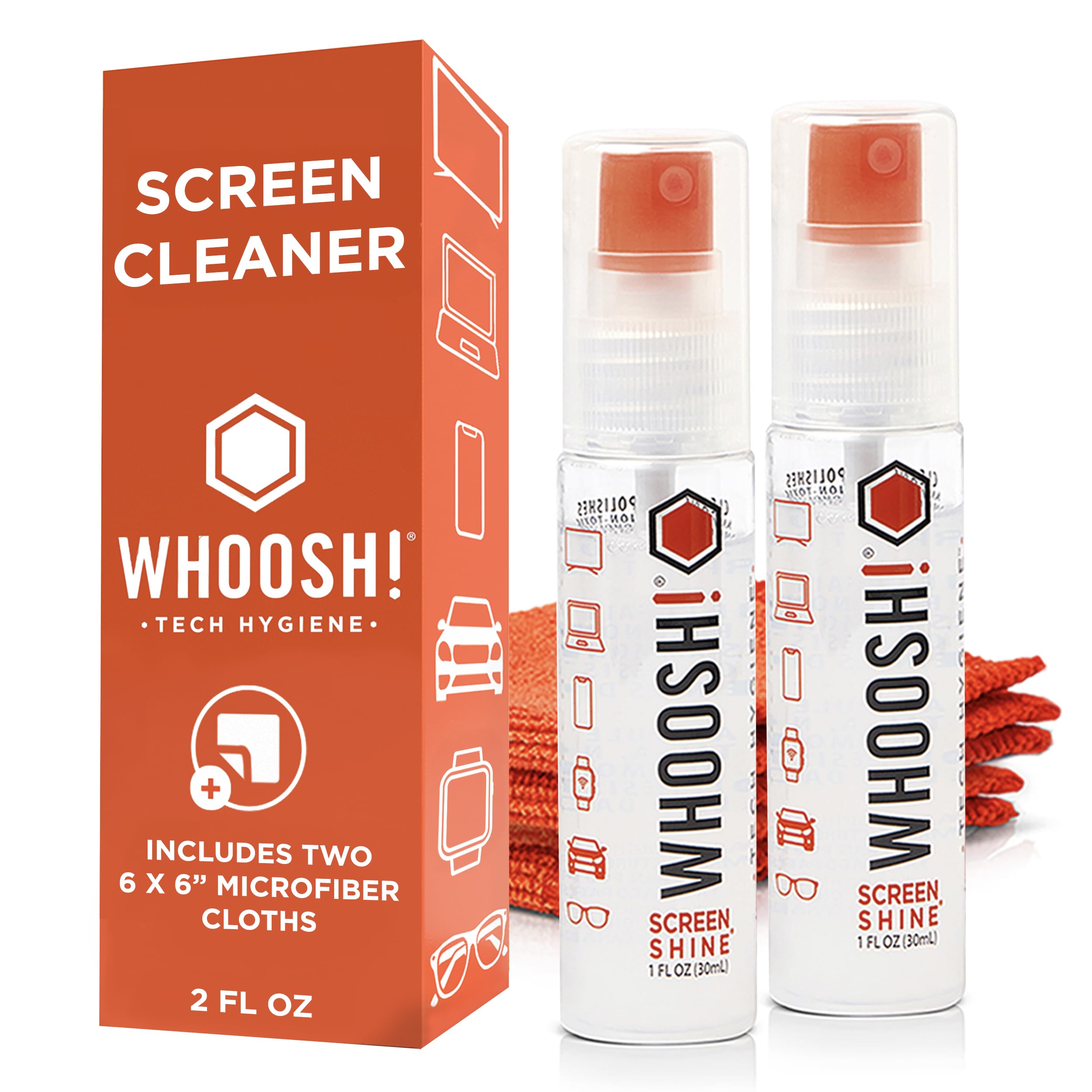 WHOOSH Screen Shine Go bouteille 30ml, nettoyage rapide en déplacement sans traces.
