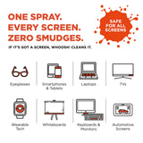 WHOOSH Screen Shine Go bouteille réutilisable, réduction des déchets et usage sans alcool.