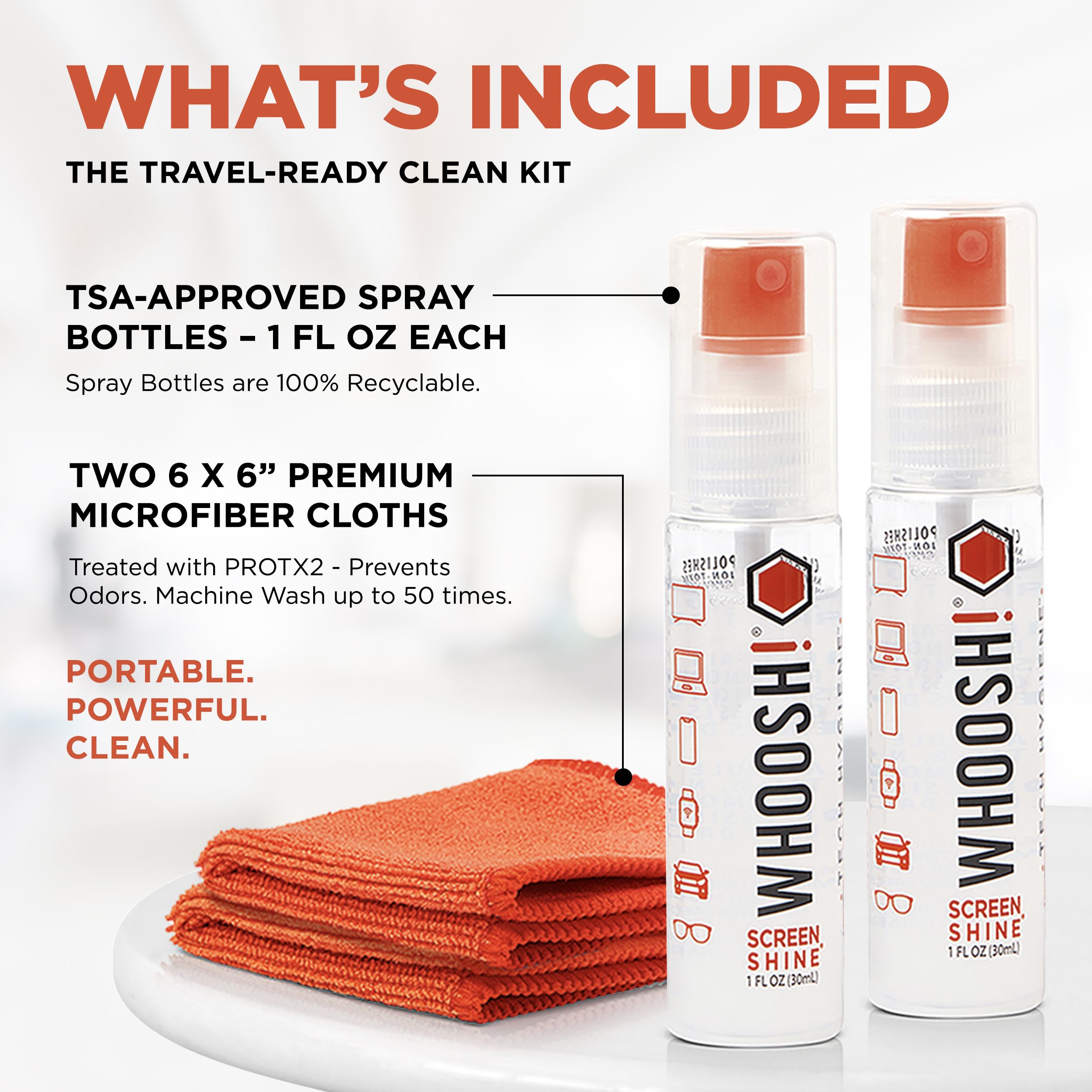 WHOOSH Screen Shine Go lingette microfibre, essuyage en douceur pour écrans délicats.