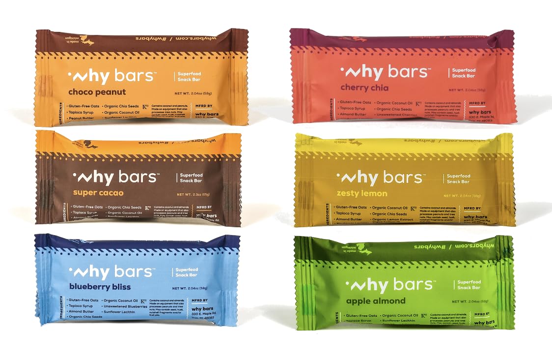 Why Bars variete pack 12 barres 57g – snack pratique pour énergie en déplacement