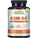 Bouteille Why Not Natural Ashwagandha KSM66 prête pour l’équilibre quotidien.