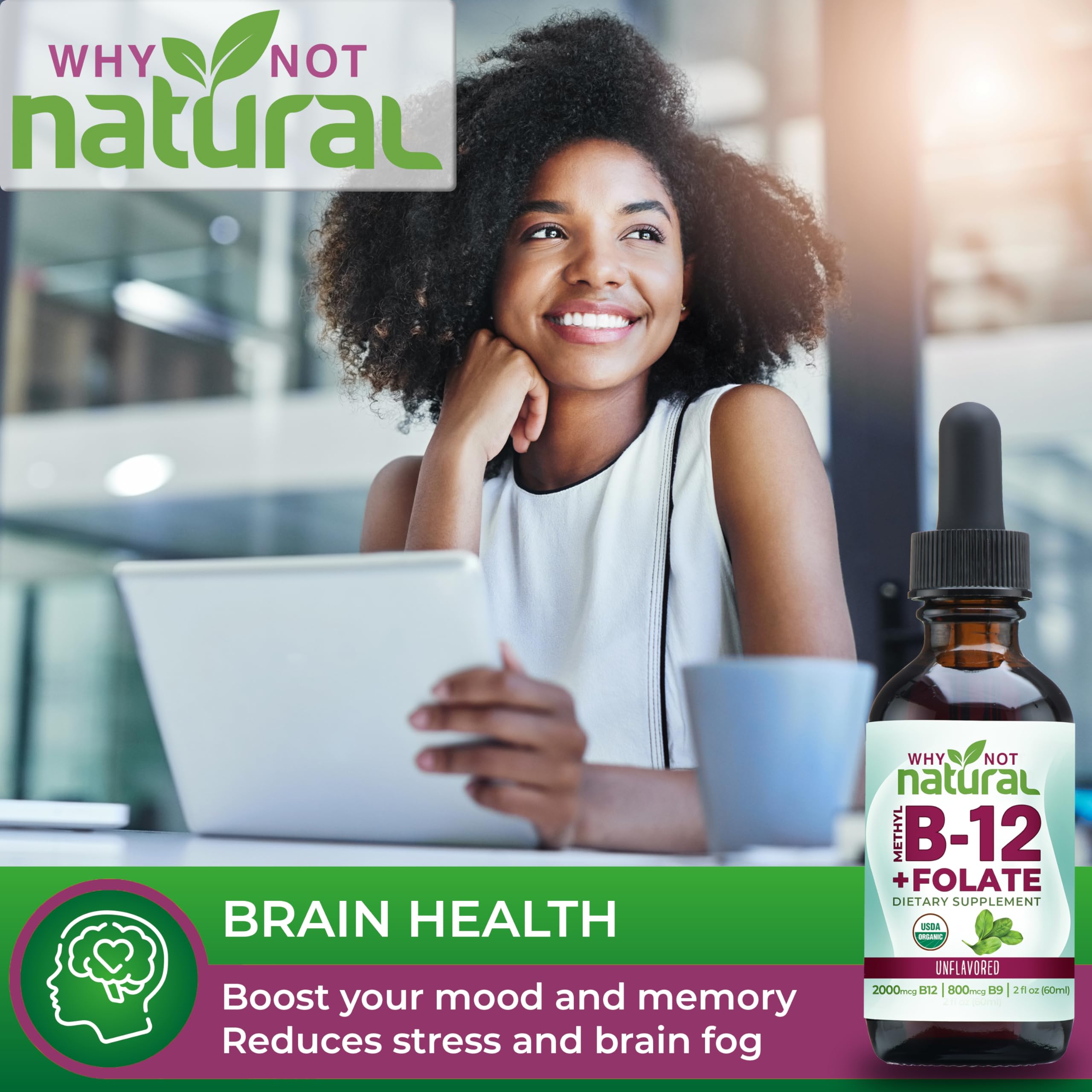 Why Not Natural Vitamine B12 Folate – formulation végan sans produits d'origine animale.