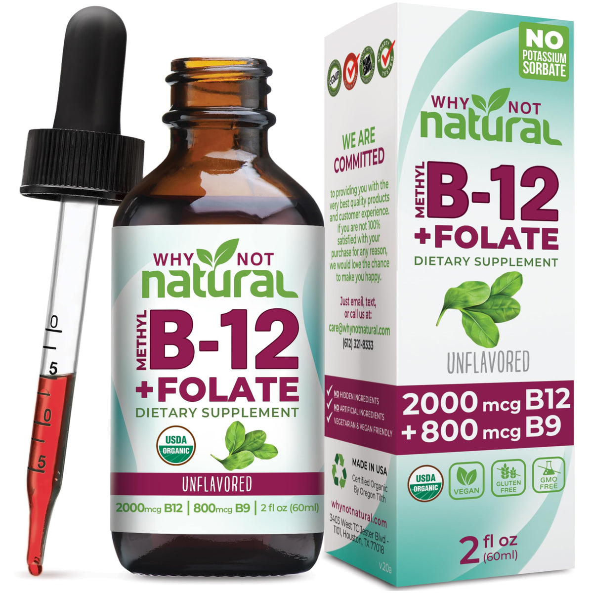 Why Not Natural Vitamine B12 Folate – bouteille soutient potentiellement l'énergie.