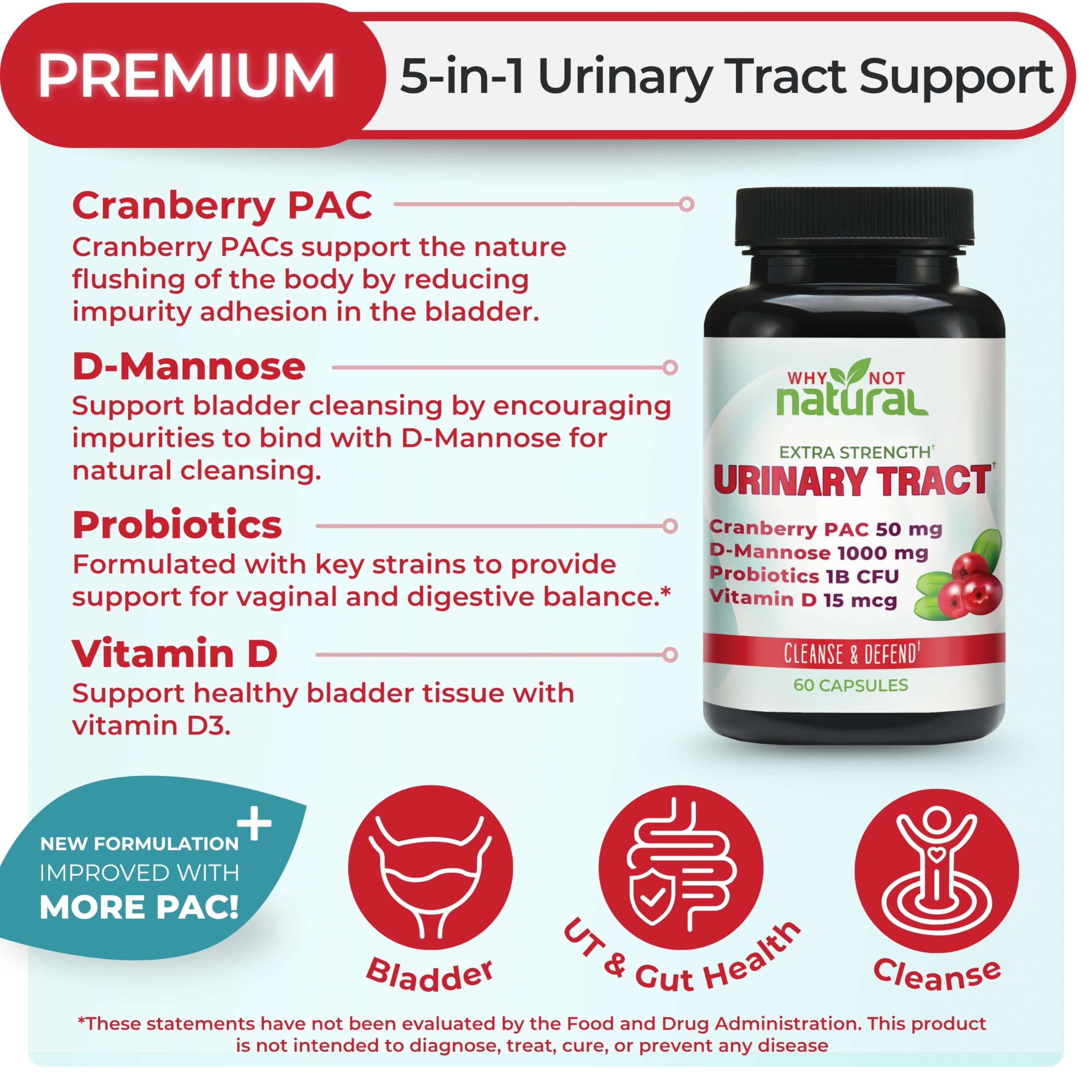 Why Not Natural extrait cranberry PAC: peut aider à empêcher l’adhérence bactérienne.