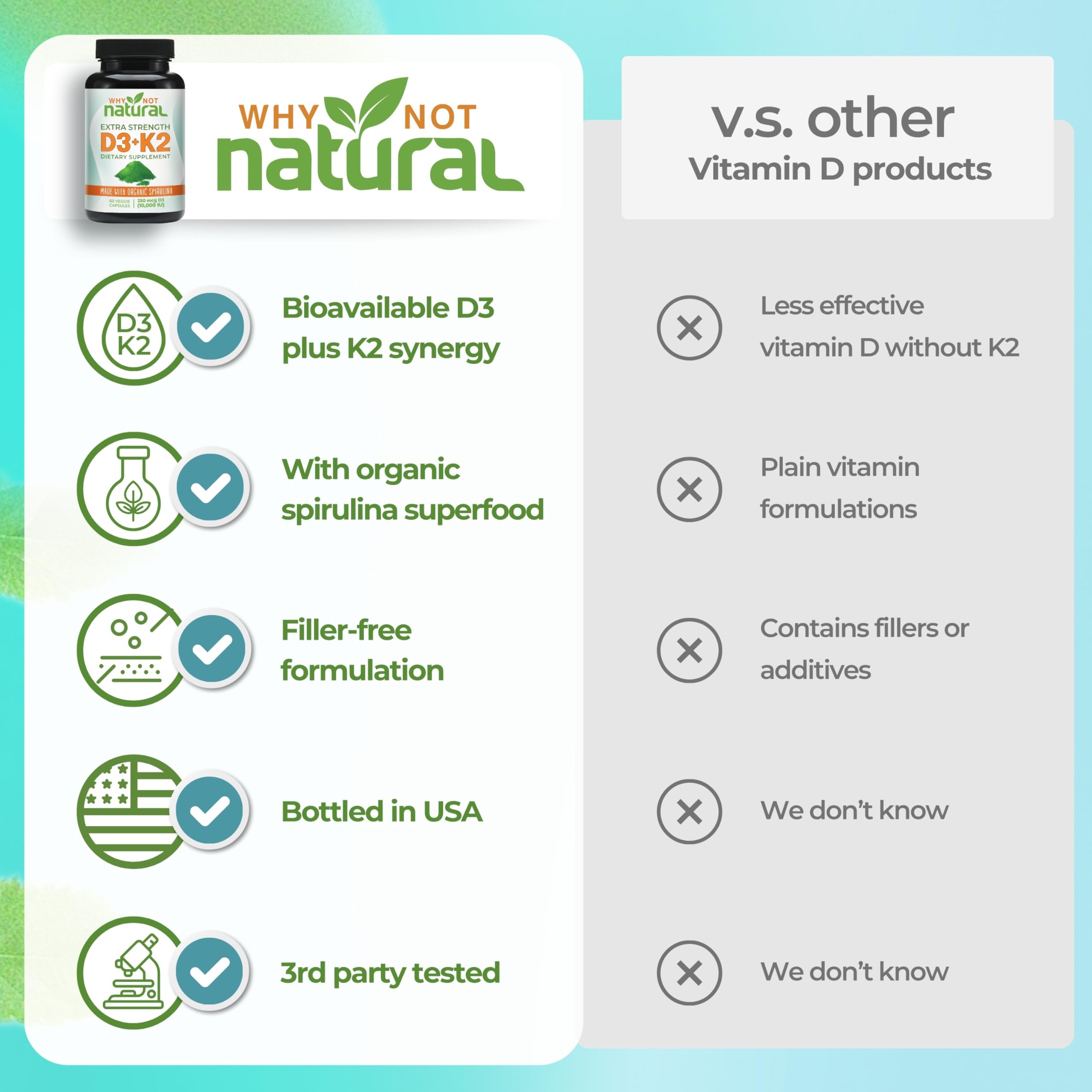 Why Not Natural formule végétarienne: sans additifs pour une prise adaptée végétarienne.