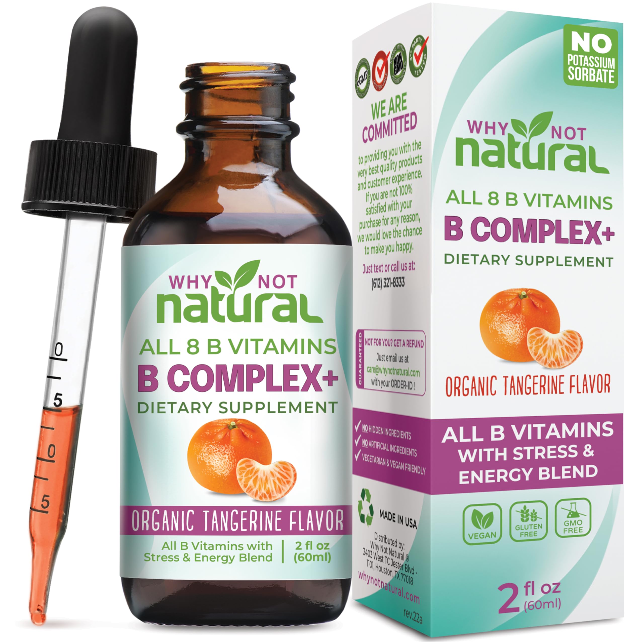 Why Not Natural Gouttes B-Complexe en bouteille prête pour l’usage quotidien.