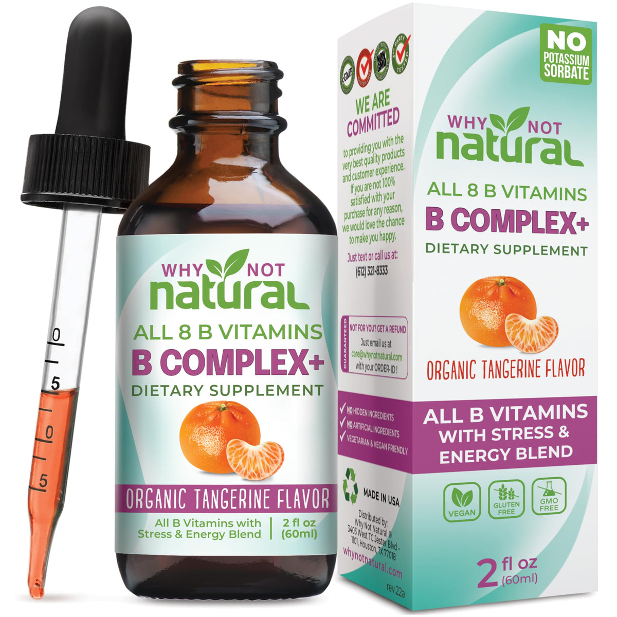 Why Not Natural Gouttes B-Complexe en bouteille prête pour l’usage quotidien.
