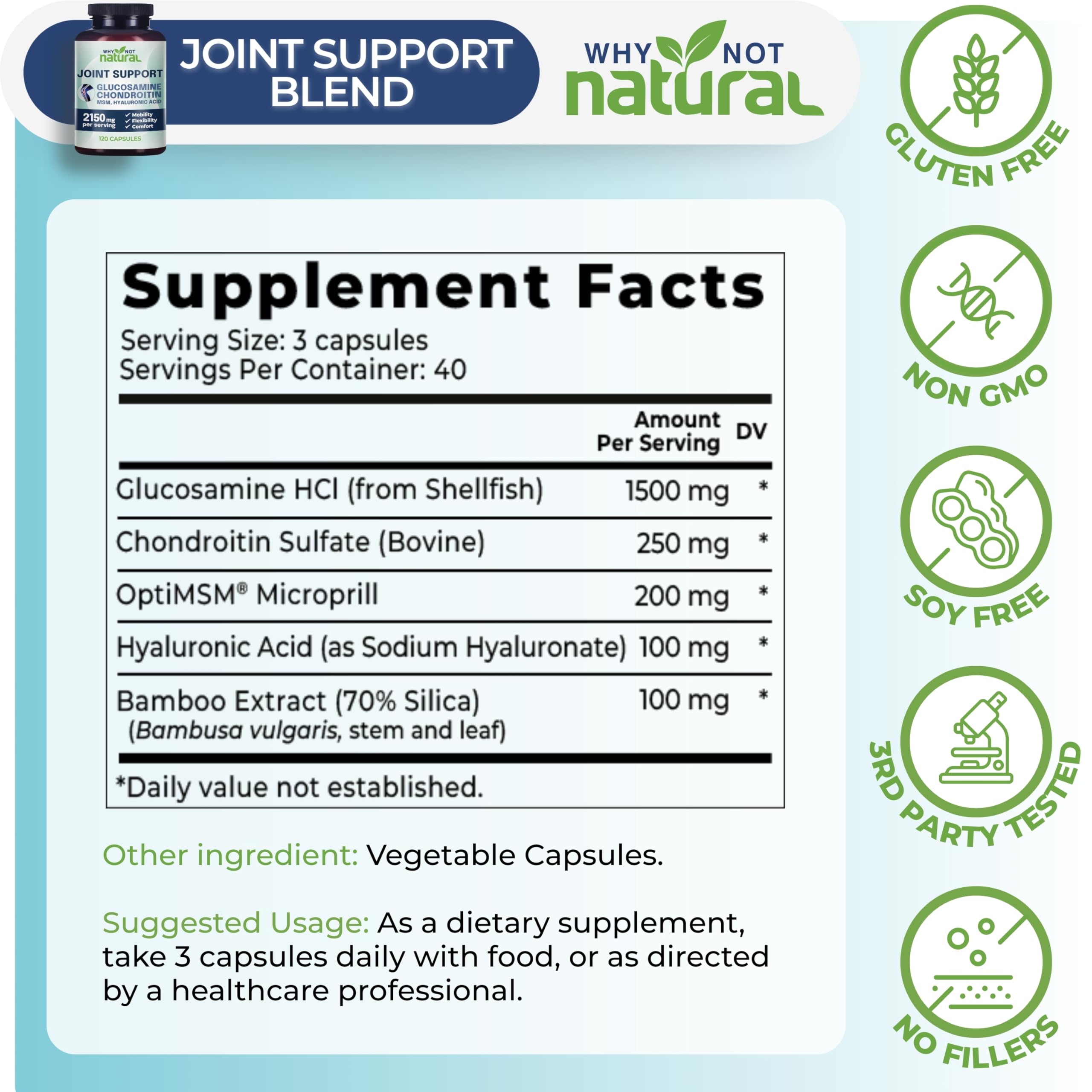 Why Not Natural: focus sur OptiMSM pur et concentration pour les articulations.