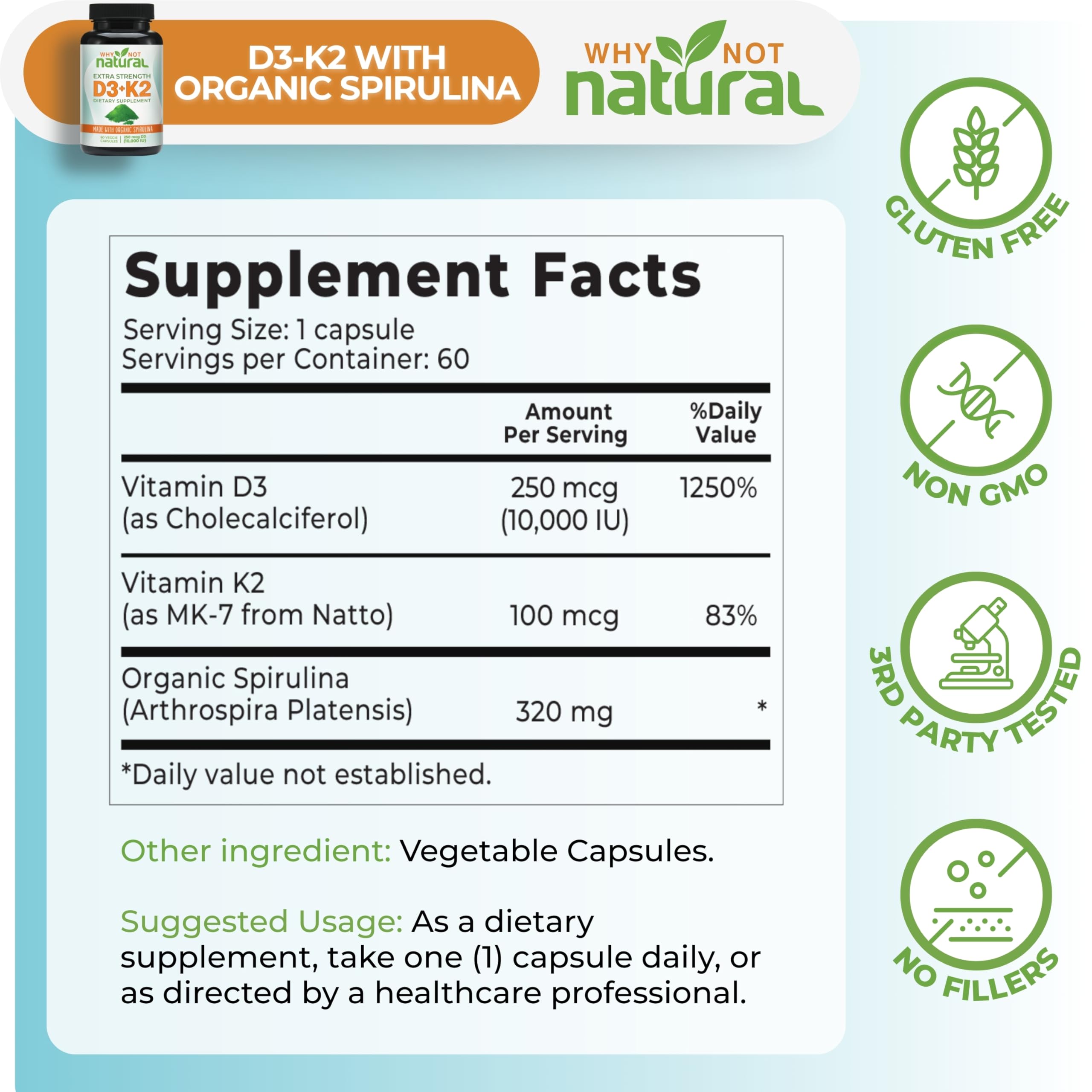 Why Not Natural spiruline bio: ajout de superaliment pour un soutien nutritionnel.