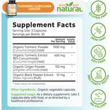 Why Not Natural Curcuma extrait curcuminoïdes 95 et piperine pour absorption améliorée.