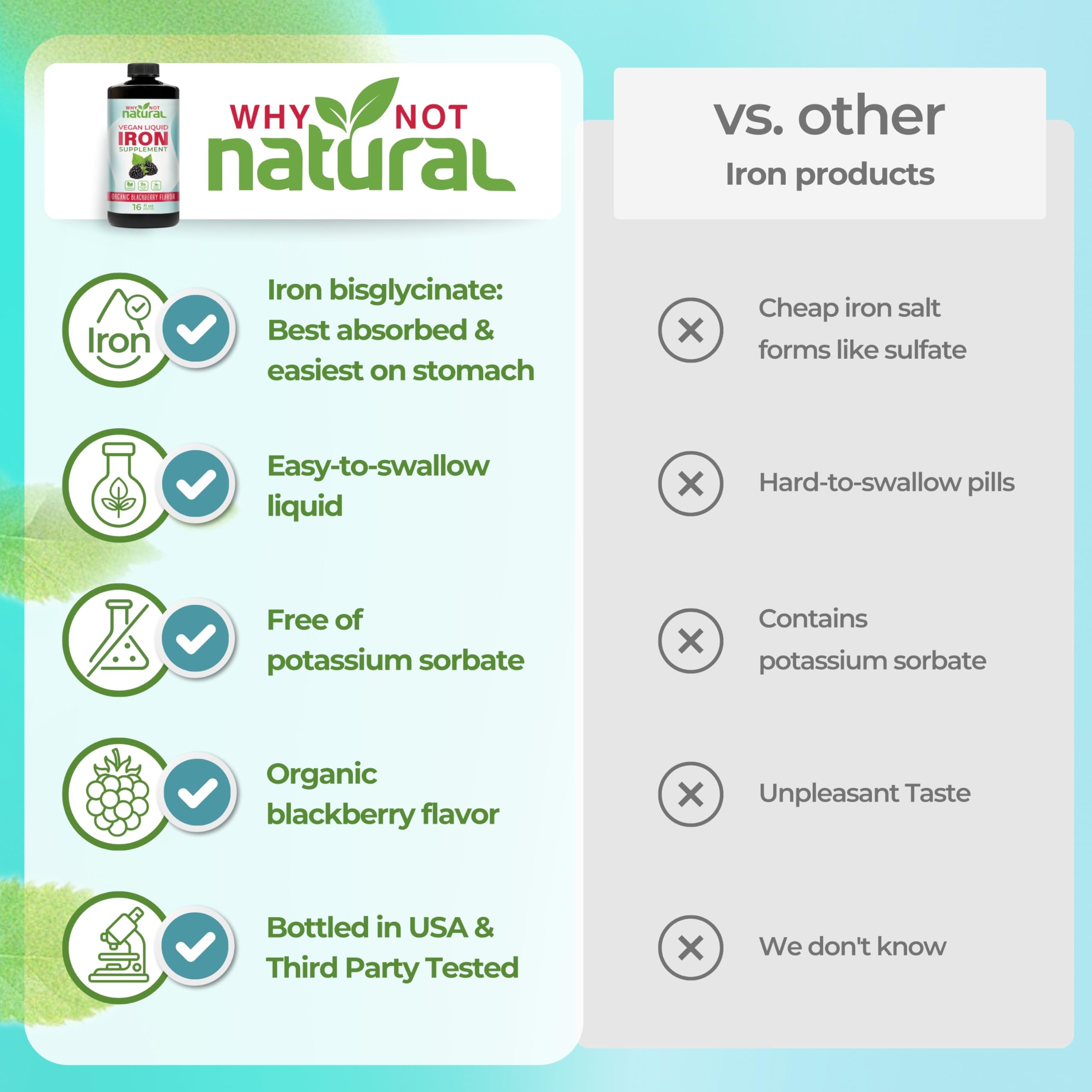 Whynotnatural fer liquide formulation vegan sans sucre ni OGM