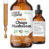 Wild & Organic Chaga Drops bouteille montrant le flacon et sa contenance, soutien immunitaire potentiel.