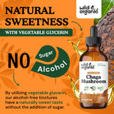 Goût naturellement doux de Wild & Organic Chaga Drops sans sucre ajouté.