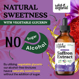 Symbole vegan sur emballage Wild & Organic, garantissant une formulation sans produits animaux.