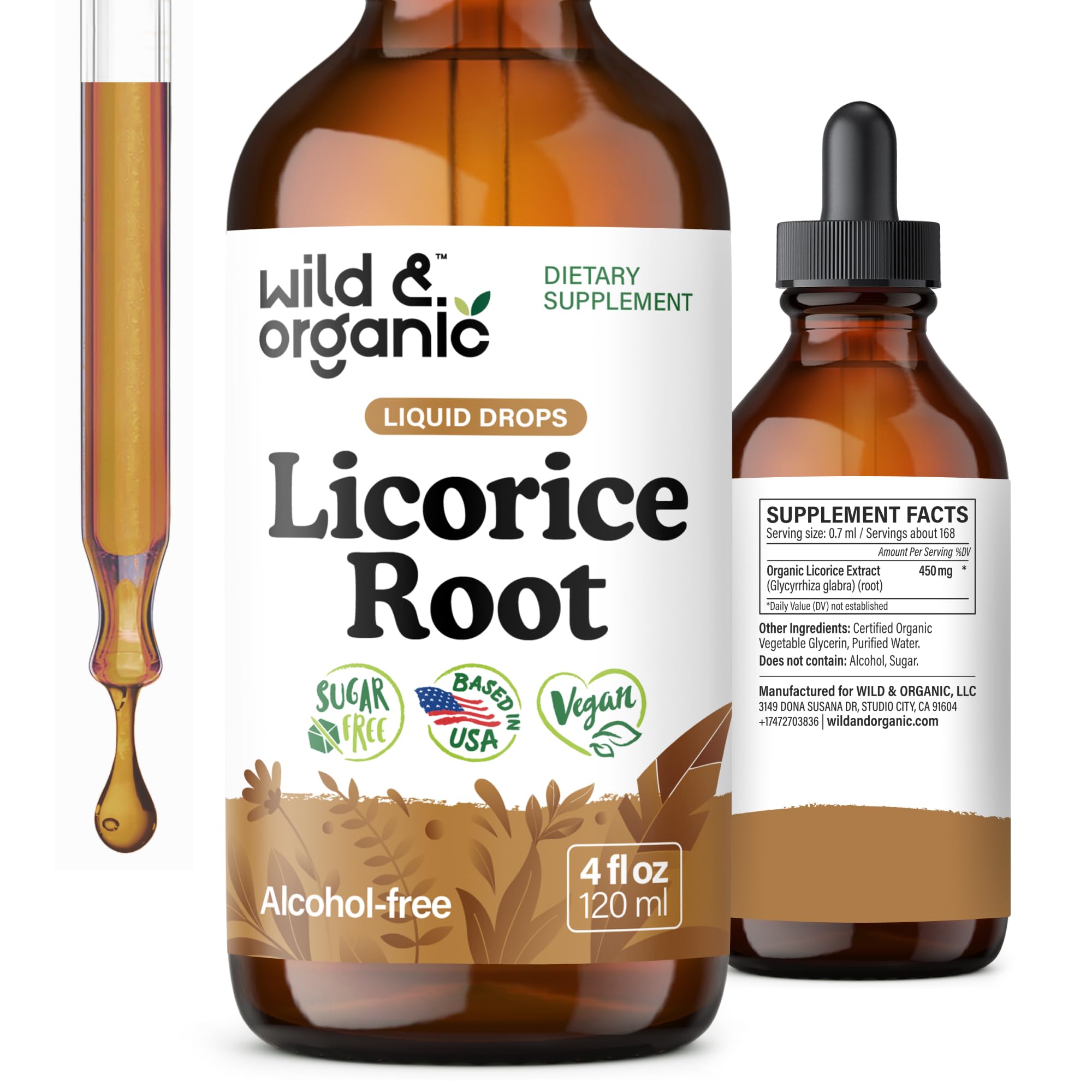 Wild & Organic teinture racine reglisse bouteille – soutien digestif potentiel et ritualisation bien-être.