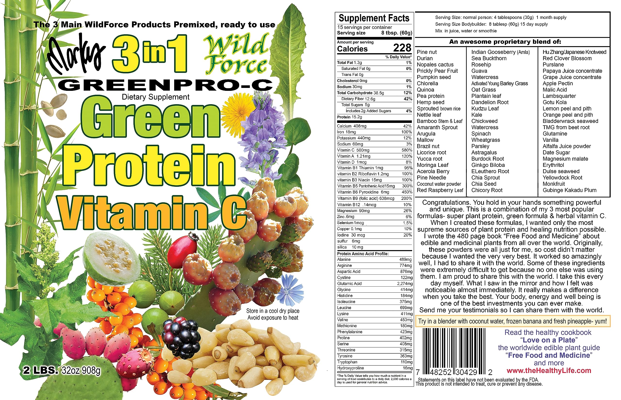 Wild Force GreenPro-C: vitamine C naturelle pour antioxydants et soutien potentiel.