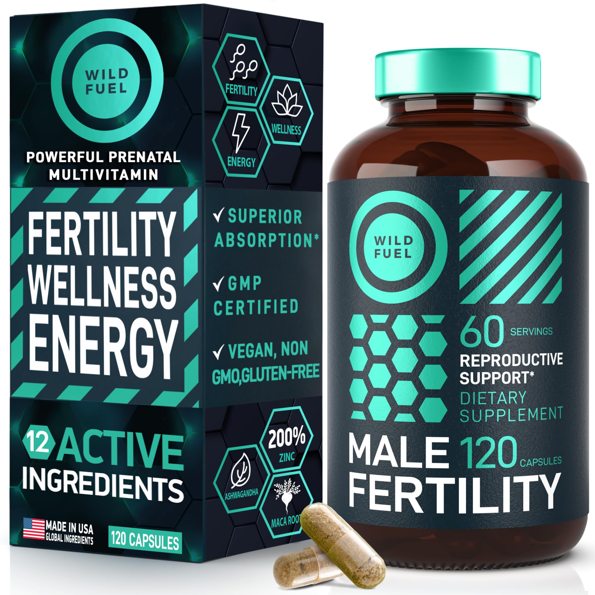 Bouteille Wild Fuel Fertilité Homme Prenatal prête à l'emploi pour la conception
