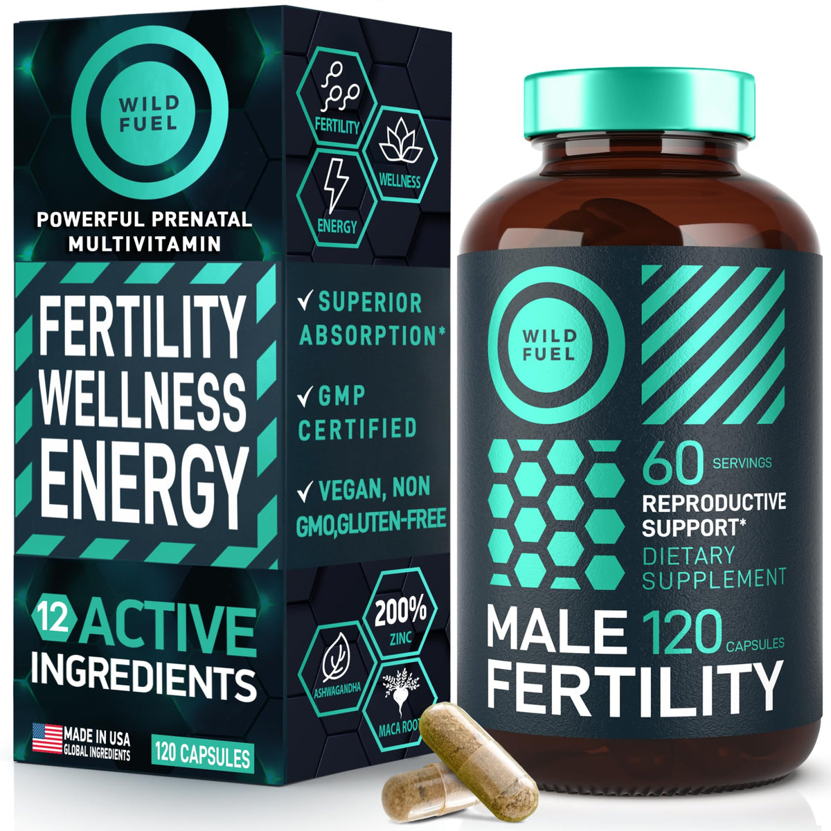 Bouteille Wild Fuel Fertilité Homme Prenatal prête à l'emploi pour la conception