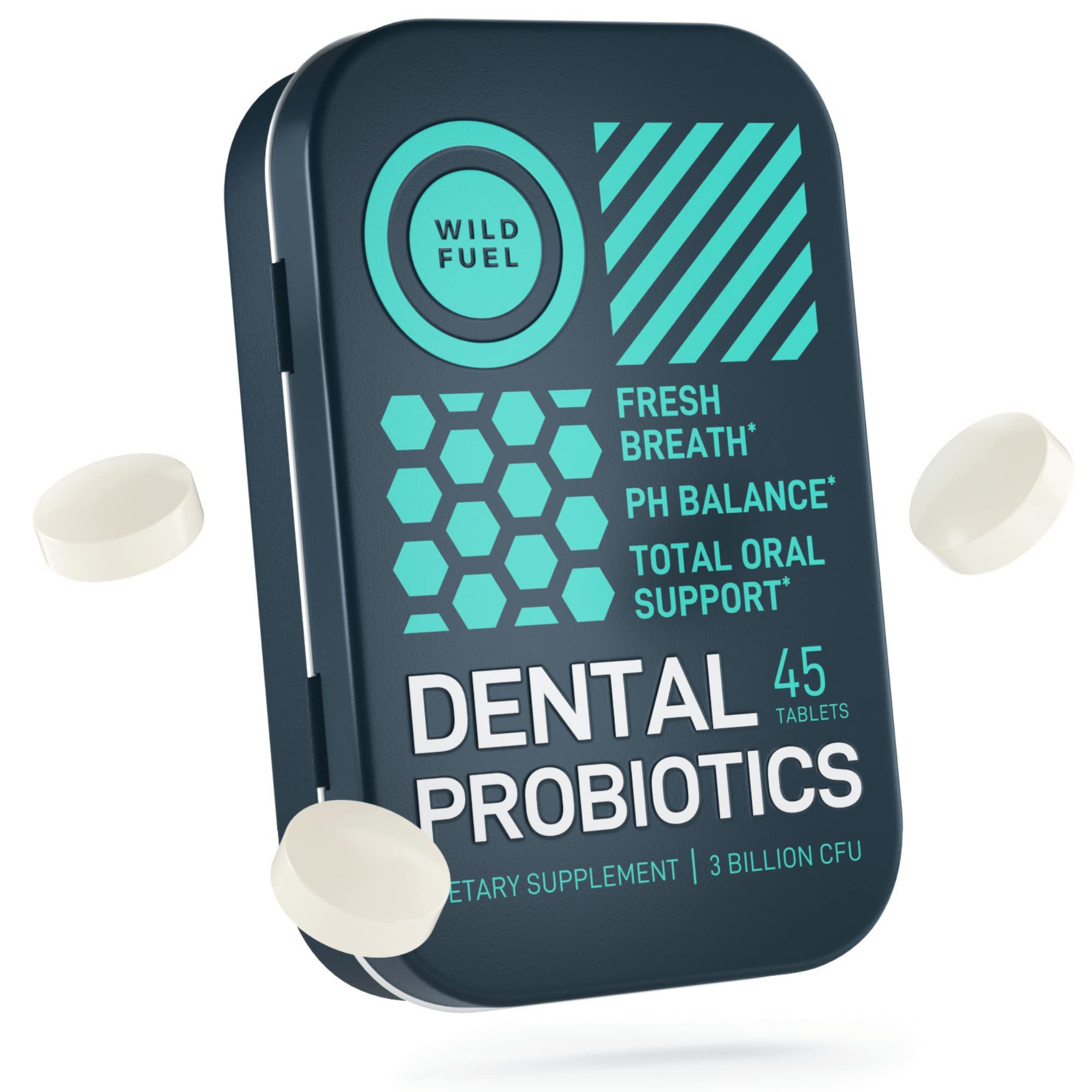 Wild Fuel Dental Probiotics — format compact et pratique pour voyager.