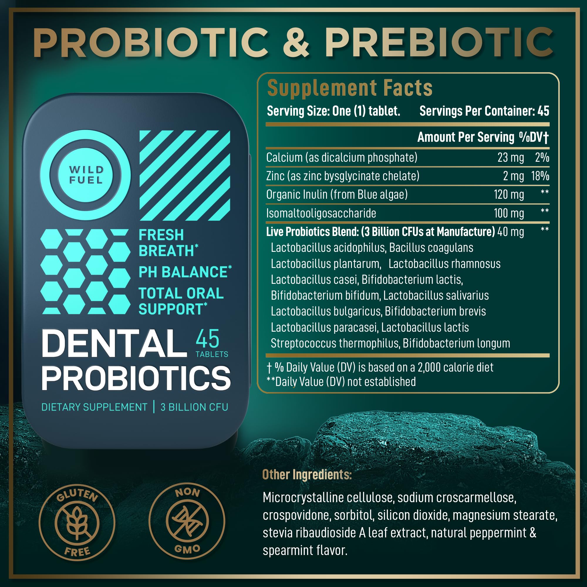 Wild Fuel Dental Probiotics — haleine plus fraîche au quotidien.