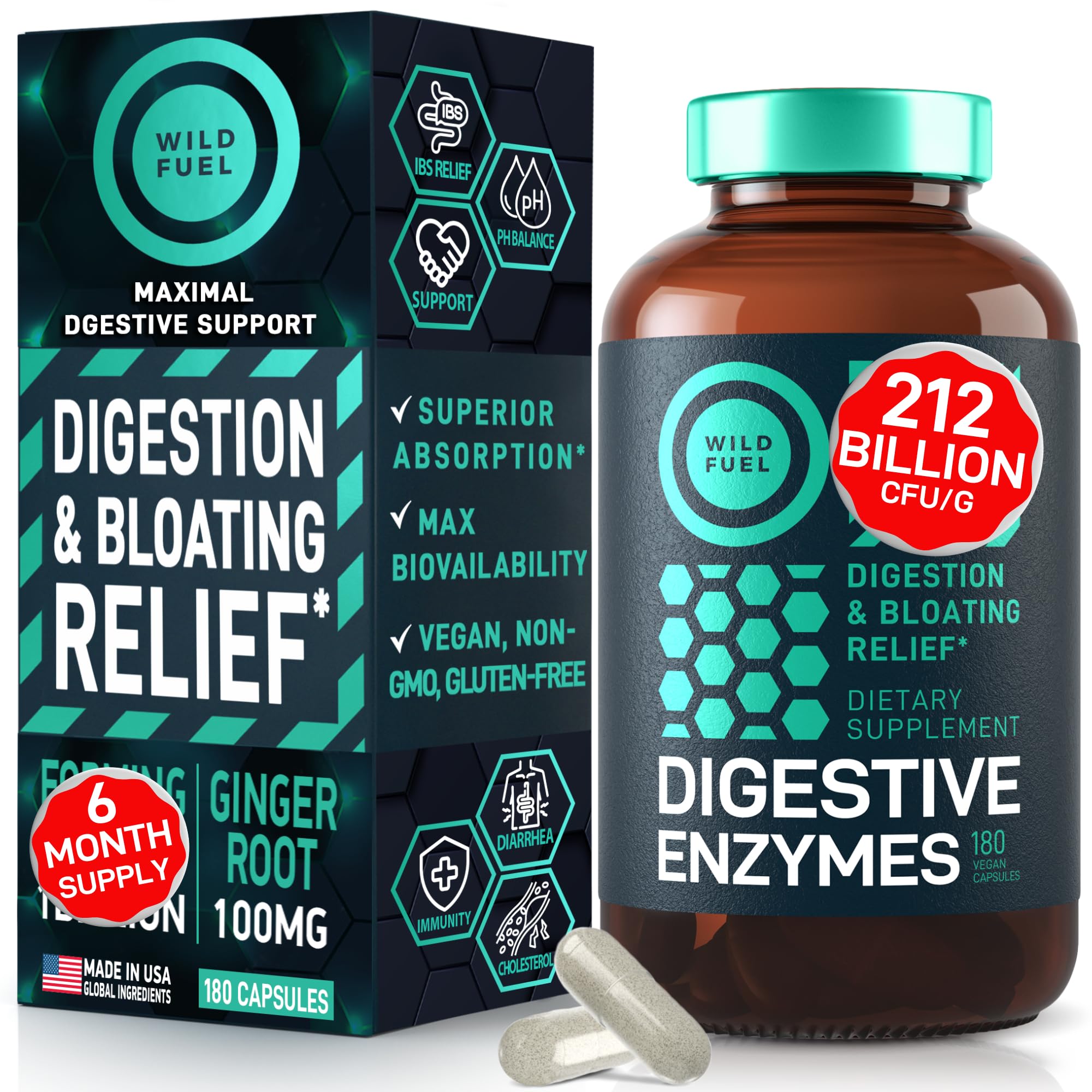 Capsule Wild Fuel Digestives: soutien digestif potentiel après les repas.