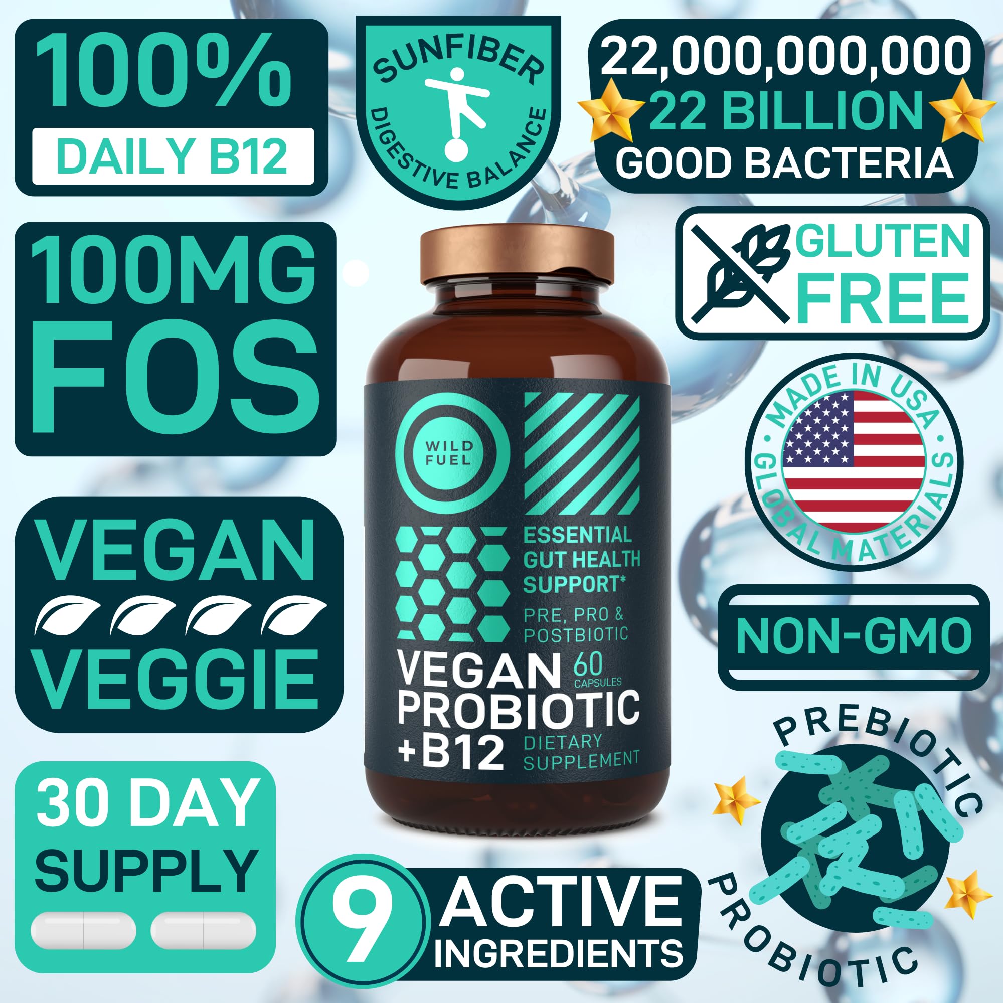 WILD FUEL Probiotic Plus - bouteille et etiquette lisible pour choix éclairé