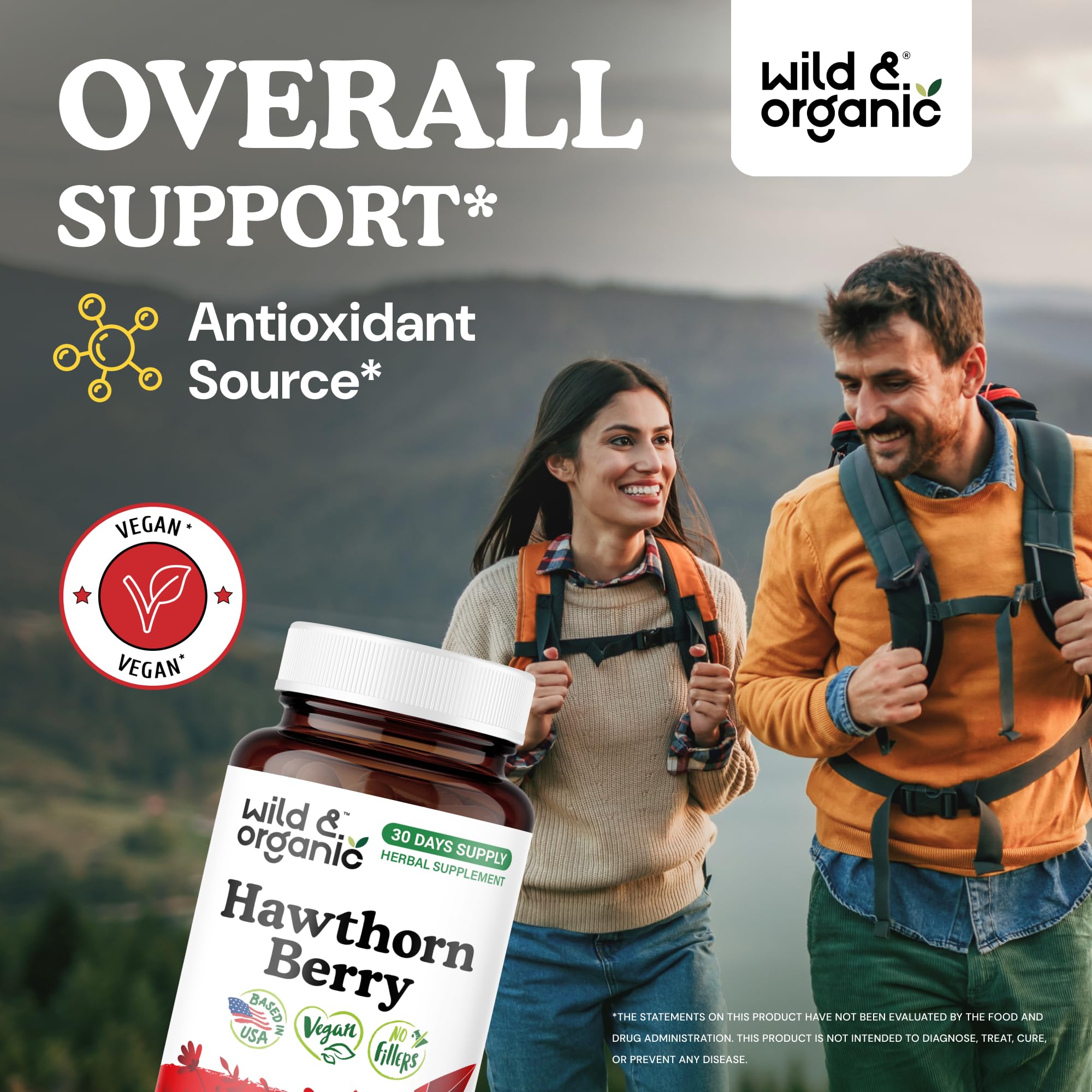 Wild & Organic Aubépine – Capsules 1200 mg, dose facile à suivre.